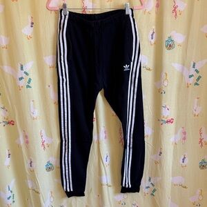 Adidas Kids Black Joggers with White Stripes